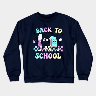 Back To School Vintage Retro Fun Pencil And Book Design Crewneck Sweatshirt